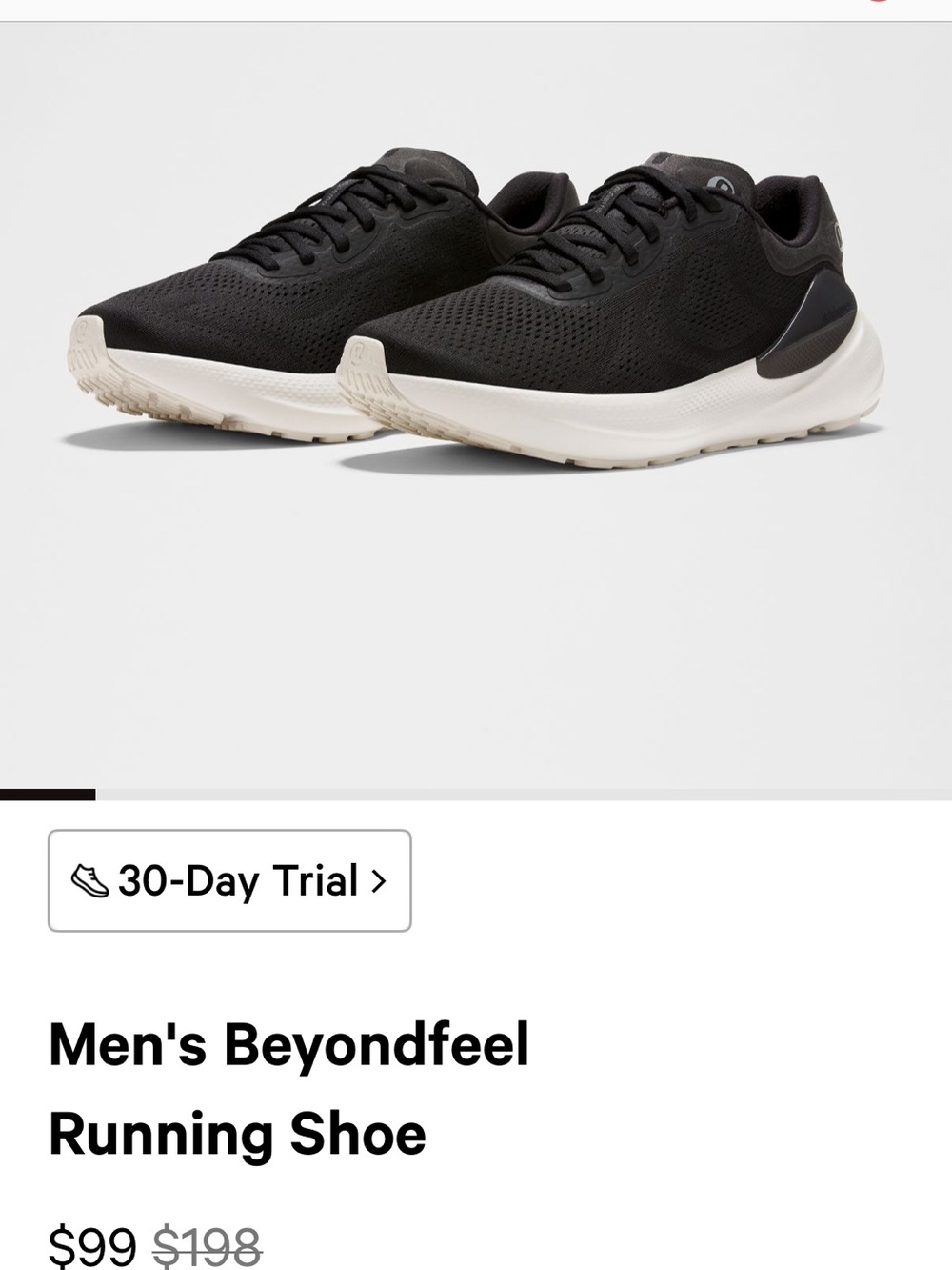 lululemon Beyondfeel Running Shoe Men's Black & White US 9.5
